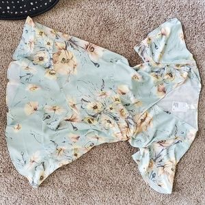 H&M NWT Light Blue Floral Wrap Midi Dress US W 18